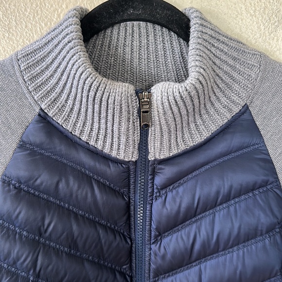 Lululemon Navy Blue Puffer Gray Sweater Zip Up Jacket Size Large - Picture 3 of 12